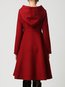 Hooded Long Date Night Plain Button Coat (Style V101415)