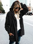 Hooded Long Loose Elegant Plain Coat (Style V101428)