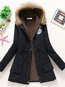 Hooded Fashion Plain Dacron Button Coat (Style V101432)