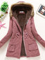 Hooded Fashion Plain Dacron Button Coat (Style V101432)