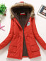 Hooded Fashion Plain Dacron Button Coat (Style V101432)