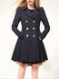 Shawl Collar Long Plain Dacron Button Coat (Style V101433)