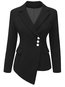 Shawl Collar Office Plain Cotton Button Jacket (Style V101435)
