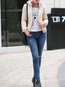 Short Straight Elegant Plain Pockets Jacket (Style V101450)