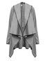 Shawl Collar Long Plain Cotton Asymmetrical Coat (Style V101459)