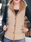 Hooded Short Plain Dacron Button Jacket (Style V101461)