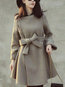 Asymmetric Date Night Plain Dacron Belt Coat (Style V101466)
