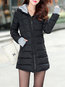 Hooded Straight Plain Dacron Pockets Coat (Style V101468)