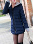 Hooded Straight Plain Dacron Pockets Coat (Style V101468)