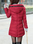 Hooded Straight Plain Dacron Pockets Coat (Style V101468)