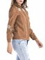 Shirt Collar Straight Fashion Floral Zipper Jacket (Style V101478)
