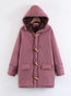 Hooded Loose Plain Cotton Blends Button Coat (Style V101481)