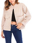 Round Neck Long Straight Plain Cotton Jacket (Style V101490)