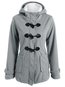 Hooded Long Straight Cotton Button Coat (Style V101530)