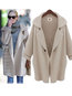 Shawl Collar Long Elegant Acrylic Button Coat (Style V101540)