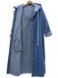 Hooded Long Loose Plain Button Coat (Style V101544)