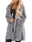 Shawl Collar Long Loose Plain Pockets Coat (Style V101551)