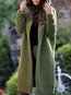 Hooded Loose Plain Knitted Button Coat (Style V101557)
