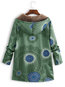 Hooded Loose Floral Polyester Pockets Coat (Style V101567)
