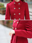 Stand Collar Long Office Plain Button Coat (Style V101572)