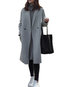 Long Slim Office Plain Polyester Coat (Style V101574)