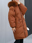 Hooded Slim Plain Polyester Pockets Coat (Style V101583)