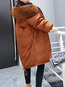 Hooded Slim Plain Polyester Pockets Coat (Style V101583)