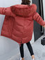 Hooded Slim Plain Polyester Pockets Coat (Style V101583)