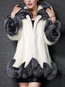 Hooded Long Loose Color Block Fauxfur Coat (Style V101613)