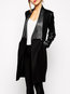 Shawl Collar Long Plain Cotton Patchwork Coat (Style V101620)