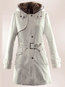 Hooded Long Plain Cotton Button Coat (Style V101627)