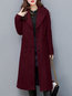 Long Slim Plain Wool Button Coat (Style V101630)