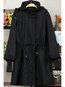Hooded Long Casual Polyester Strappy Coat (Style V101632)