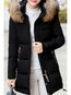 Hooded Date Night Plain Polyester Button Coat (Style V101634)