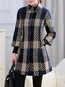 Long Slim Plaid Wool Pockets Coat (Style V101635)