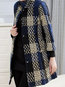 Long Slim Plaid Wool Pockets Coat (Style V101635)