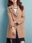 Long Loose Plain Wool Button Coat (Style V101638)