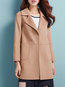 Long Loose Plain Wool Button Coat (Style V101638)