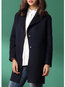 Long Loose Plain Wool Button Coat (Style V101638)