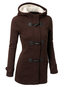 Hooded Long Elegant Wool Button Coat (Style V101639)