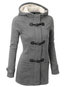 Hooded Long Elegant Wool Button Coat (Style V101639)