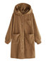 Hooded Long Loose Plain Dacron Coat (Style V101641)