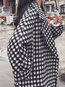 Long Straight Date Night Plaid Cotton Coat (Style V101645)