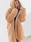 Hooded Long Loose Plain Cotton Blends Coat (Style V101647)