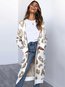 Long Loose Leopard Knitted Pattern Coat (Style V101650)