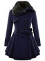 Polo Neck Long Slim Wool Strappy Coat (Style V101671)