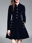 Stand Collar Date Night Plain Dacron Button Coat (Style V101695)