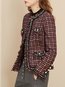 Loose Date Night Plaid Polyester Button Jacket (Style V101697)