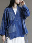 Long Loose Color Block Cotton Patchwork Coat (Style V101704)