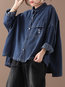 Shirt Collar Long Casual Plain Cotton Coat (Style V101705)